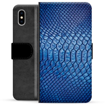 iPhone X / iPhone XS Premium Flip Cover med Pung - Læder