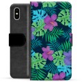 iPhone X / iPhone XS Premium Flip Cover med Pung - Tropiske Blomster