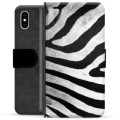 iPhone X / iPhone XS Premium Flip Cover med Pung - Zebra