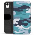 iPhone XR Premium Flip Cover med Pung - Blå Camouflage