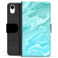 iPhone XR Premium Flip Cover med Pung - Blå Marmor