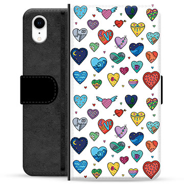 iPhone XR Premium Flip Cover med Pung - Hjerter