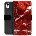 iPhone XR Premium Flip Cover med Pung - Rød Marmor