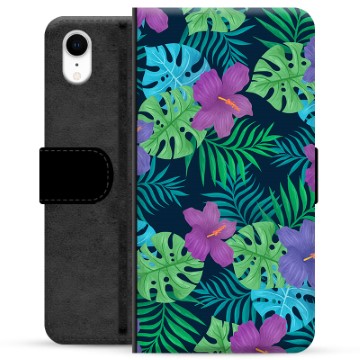 iPhone XR Premium Flip Cover med Pung - Tropiske Blomster
