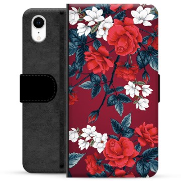 iPhone XR Premium Flip Cover med Pung - Vintage Blomster