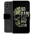 iPhone X / iPhone XS Premium Flip Cover med Pung - No Pain, No Gain
