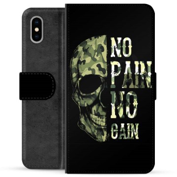 iPhone X / iPhone XS Premium Flip Cover med Pung - No Pain, No Gain