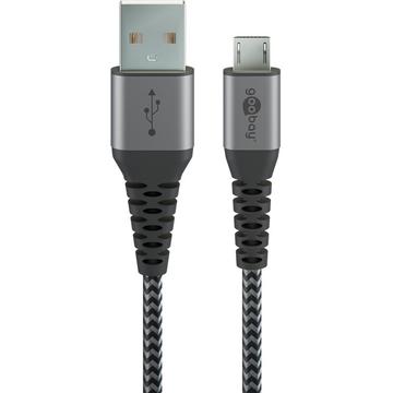 Goobay MicroUSB / USB-A-kabel - 0,5 m - Space Grå / Sølv
