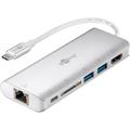Goobay USB-C til HDMI, USB 3.0, Ethernet, Hukommelseskortlæser & PD Adapter - Sølv