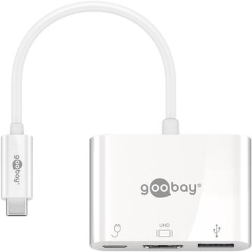 Goobay USB-C til HDMI / USB 3.0 & USB-C PD Adapter Kabel - Hvid