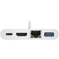 Goobay USB-C til HDMI, USB 3.0, Ethernet & PD Adapter - Hvid