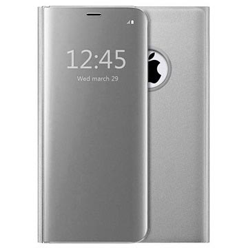 Luksus Series Mirror View iPhone 7 Plus / 8 Plus Flip Cover - Sølv