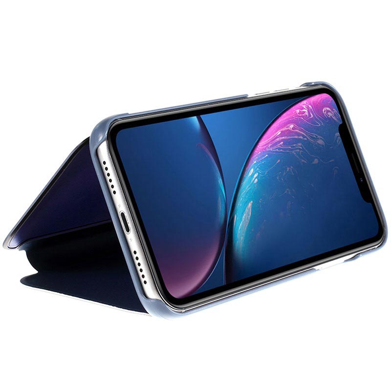 Luksus Series Mirror View iPhone XR Flip Cover Blå