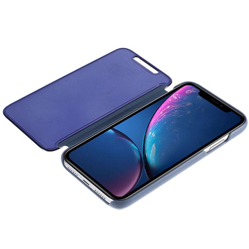 Luksus Series Mirror View iPhone XR Flip Cover Blå