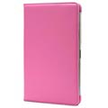 Rotary Læder Taske - Samsung Galaxy Tab 2 10.1 P5100, P7500 - Hot Pink