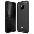 Saii Børstet Huawei Mate 20 Pro TPU Cover - Karbonfiber - Sort