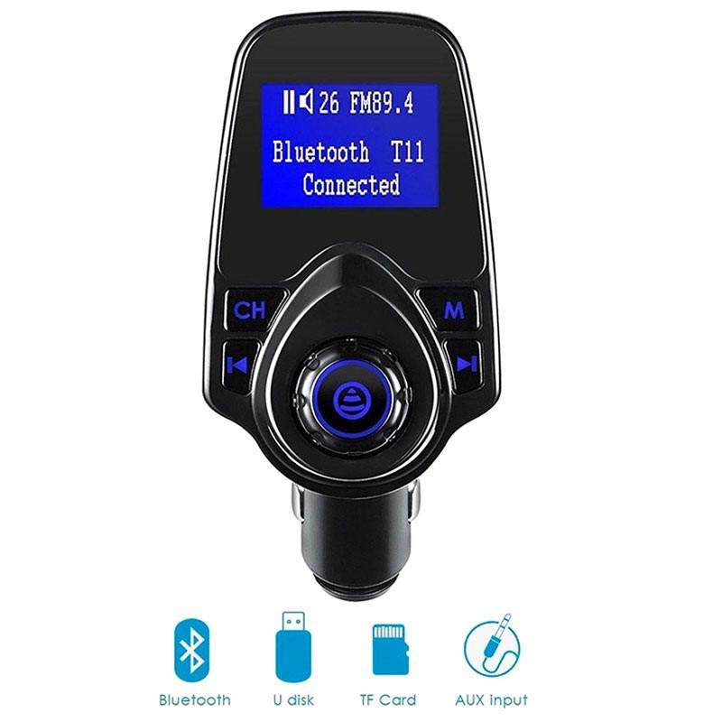 Køb en T11 Bluetooth FM transmitter og biloplader online