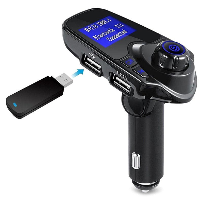 Køb en T11 Bluetooth FM transmitter og biloplader online