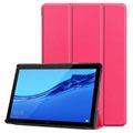 Tri-Fold Series Huawei MediaPad T5 10 Folio Taske - Hot Pink