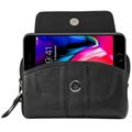 Universal Dual Pocket Læder Bæltetaske til Smartphones - Sort
