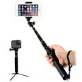 Universal Extendable Selfie Stang & Bluetooth Kameralukker H611 - Sort