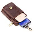 Universal Double Pocket Bæltetaske i Læder - Brun