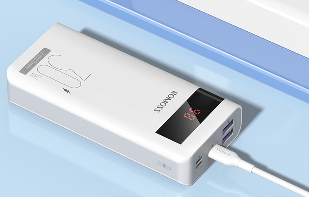 Romoss Sense6PS Pro 30W Power Bank 20000mAh - USB-C, 2x USB-A - Hvid