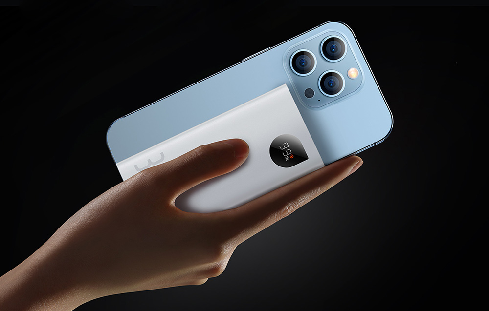 Baseus Adaman2 Digital Display Power Bank 10000mAh - 2xUSB, USB-C, 30W - Hvid