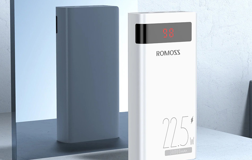 Romoss Sense 8PF Power Bank 30000mAh - 22.5W, PD, QC, FCP - Hvid