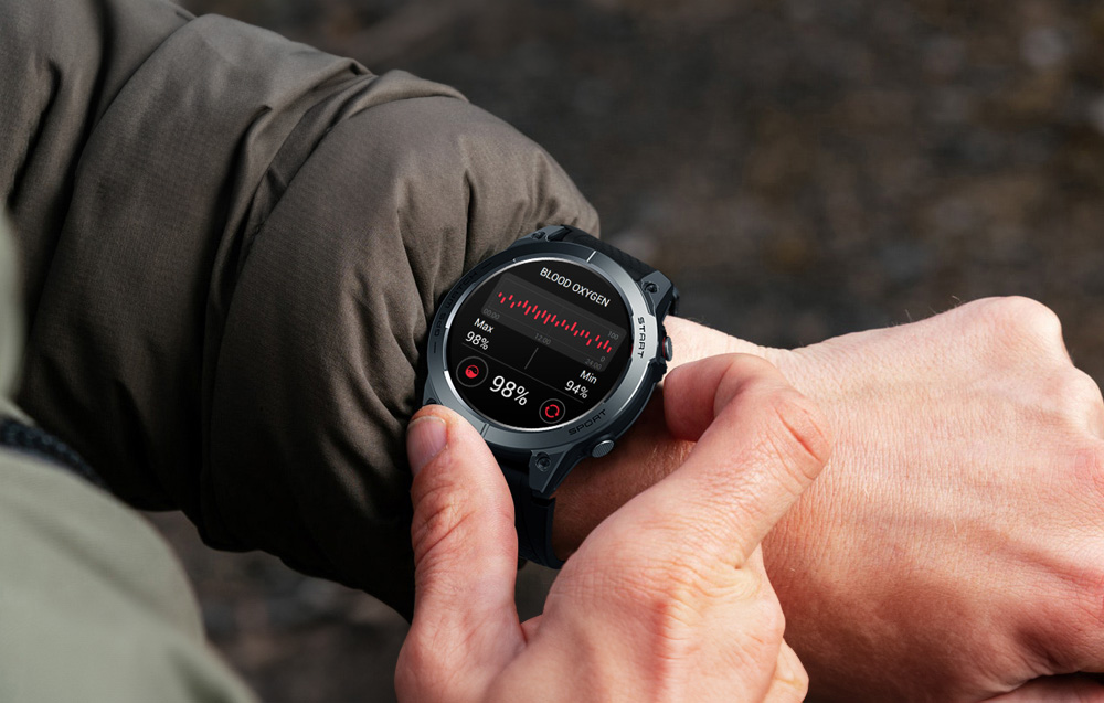 Zeblaze Stratos 3 Smartwatch m. GPS, Ultra HD AMOLED-skærm - Sort