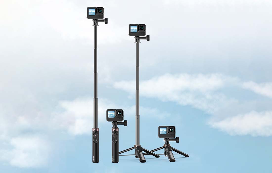 Telesin TE-RCSS-001 Selfie-stang til smartphones/sportskameraer med Bluetooth-fjernbetjening