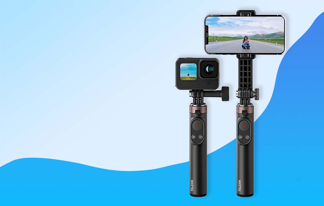 Telesin TE-RCSS-001 Selfie-stang til smartphones/sportskameraer med Bluetooth-fjernbetjening