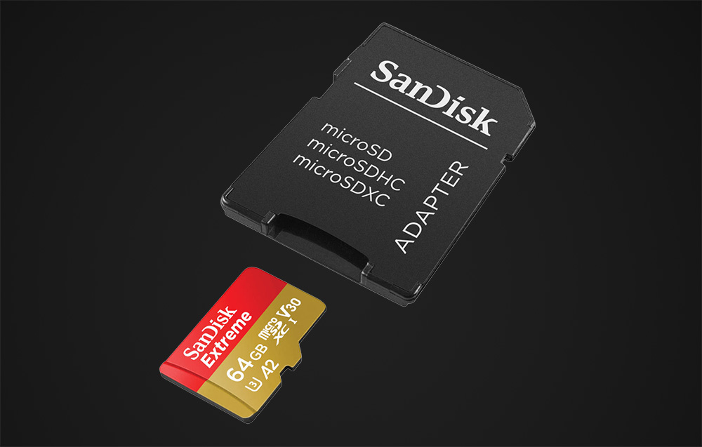 SanDisk Extreme microSDXC UHS-I U3 hukommelseskort SDSQXAH-064G-GN6AA - 64 GB
