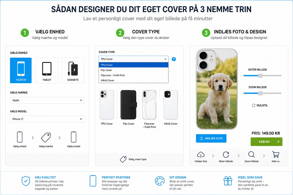 Sådan designer du dit cover på 3 nemme trin
