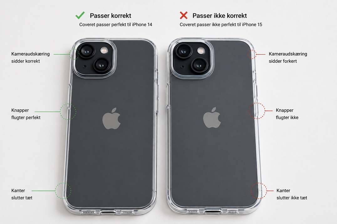 iPhone cover kompatibilitet mellem forskellige modeller