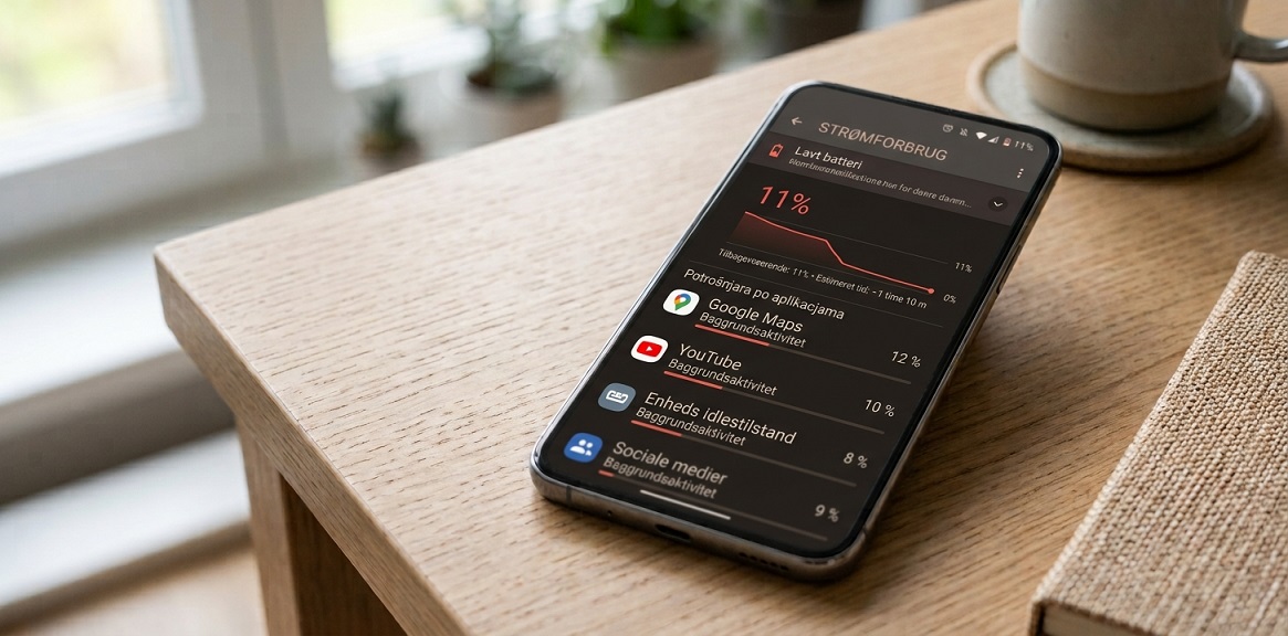 Apps der bruger str&oslash;m i baggrunden