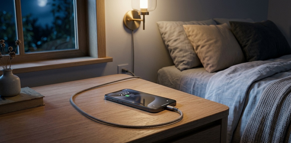 Er det faktisk farligt at lade telefonen om natten