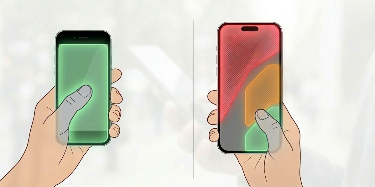 st&oslash;rre smartphones og sk&aelig;rmst&oslash;rrelse sammenligning