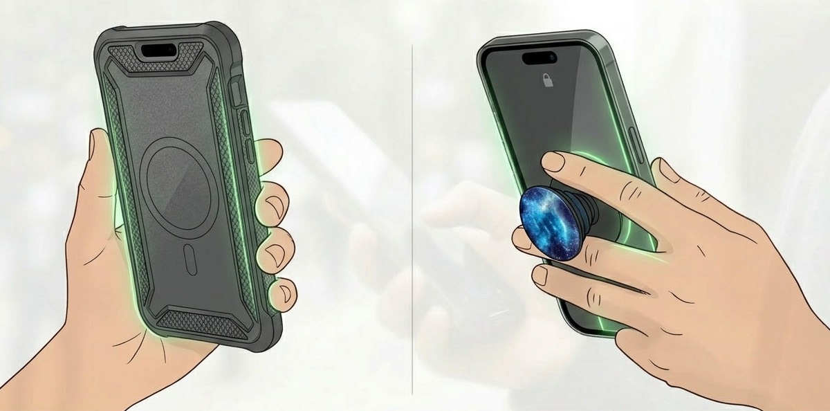 mobilcover med bedre greb og popsocket telefonholder