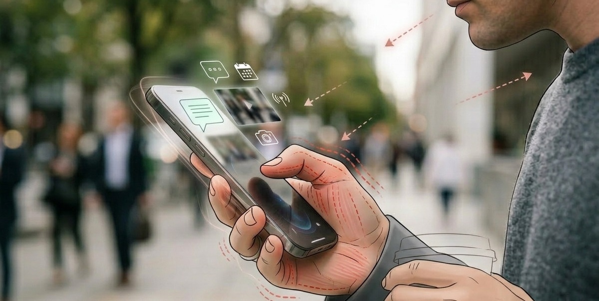 multitasking p&aring; smartphone med apps og notifikationer