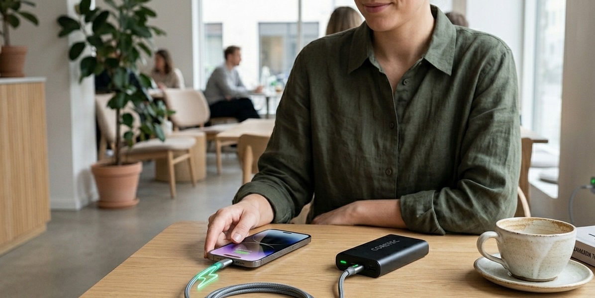 Oplade telefon flere gange om dagen med powerbank