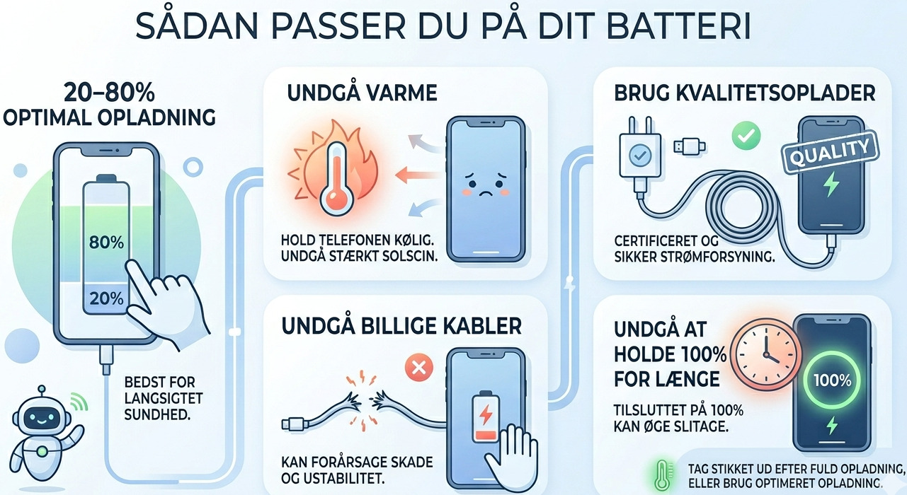 S&aring;dan oplader du din telefon korrekt